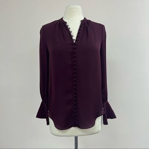 Joie Silk Tariana Button Down Blouse in Burgundy